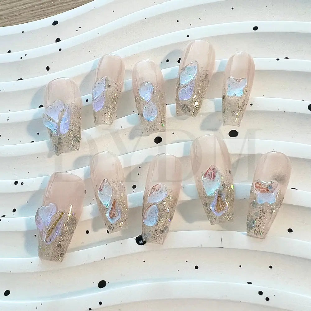 Bling It On - Ballerina Style Bling It On - Ballerina Style Glamorous handmade press on nails with sparkling gemstones creating a mesmerizing bling effect